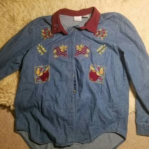 Bobbie Brooke's Deniem Embroidered button-up